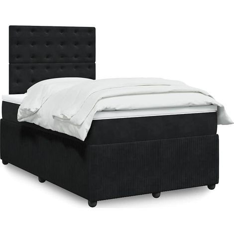 vidaXL Sommier à lattes de lit avec matelas noir 120x190 cm velours (1/5)