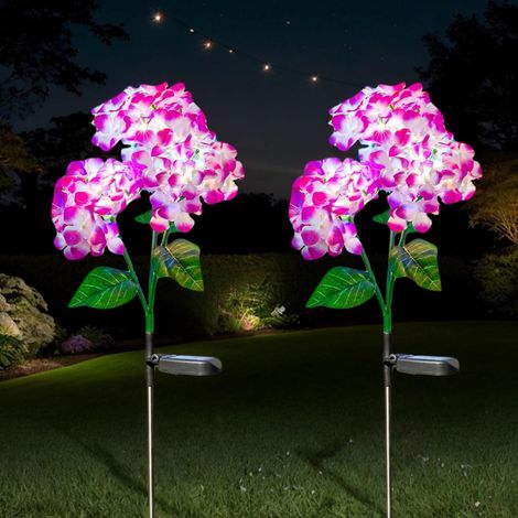 Lot de 2 Hortensias Solaires LED IP65 Étanches – Décoration Florale pour Jardin Balcon (1/5)