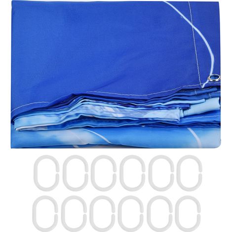Rideau de douche en fibre de polyester imperméable, imprimé coloré, avec 12 crochets pour salle de bain, 150 x 180 cm (1/5)
