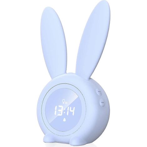 Réveil pour enfants, réveil lumineux LED, lampe de chevet lapin mignon, fonction snooze, affichage automatique de l'heure et de la température, activation sonore (1/5)
