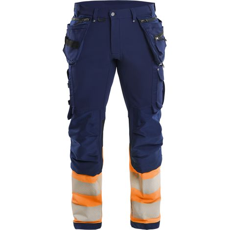 Arbeitshose mit hoher Sichtbarkeit, Artisan Stretch 4D 1993 - Marine/Neonorange M - FR(42) - SE(C48) - Kurz