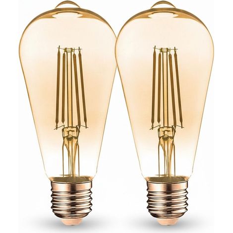 Set di 2 LAMPADINE LED E27 7W ST64 2200K Tipo Edison Température de Couleur: Bianco caldo 2200K (1/3)