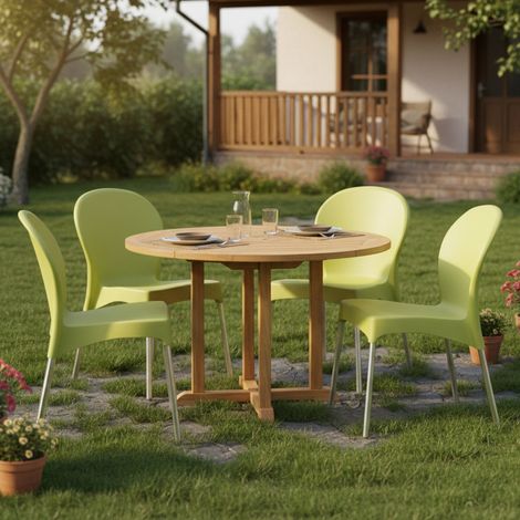 Eclectic Gartenstuhl, 4er-Set, stapelbar, Made in Italy, Belastbarkeit 120 kg, Grün (1/4)
