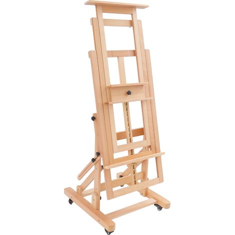Caballete de artista, altura regulable, construcción de madera, color madera. (1/2)