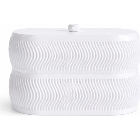 Un organizer moderno e allungato di colore bianco.