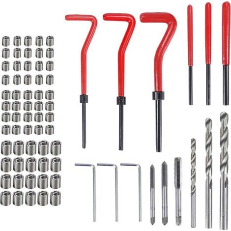 Kit de réparation de filetage 75 pièces – Inserts filetés M5 M6 M8 en acier rapide – Renforce les filetages dans les métaux mous (1/3)