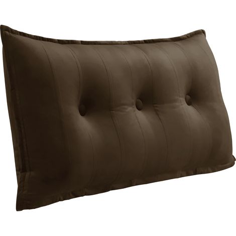 VERCART Grand Oreiller de Lit Décoratif, Coussin de Lecture Capitonné de Boutons, Oreiller de Corps pour Dormeur Latéral, Café Velours, 100 x 8 x 50 cm (1/5)