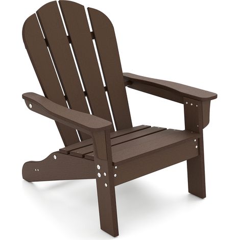 COSTWAY Kid’s Adirondack Chair All-Weather HDPE Toddler Lawn Chair-Brown (1/5)