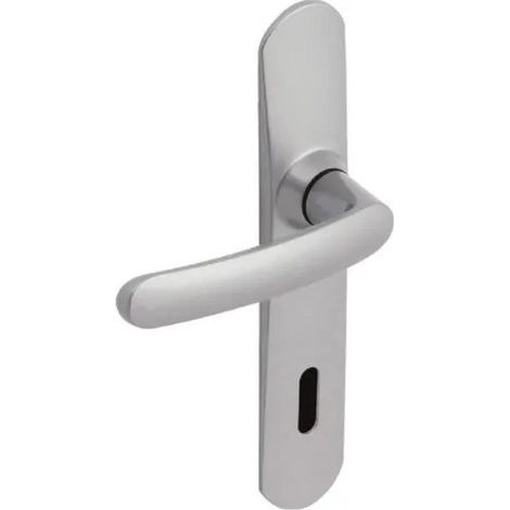 Maniglie per porte con piastra, interasse 165 mm, chiave L, cromata a specchio