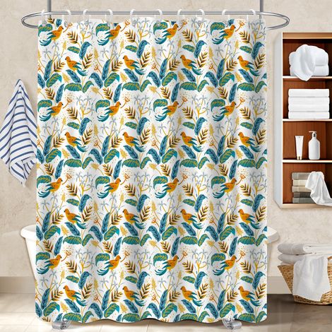 Rideau de douche imperméable en polyester 180x180 esthétique séparation douche pour votre chalet à la montagne (1/5)