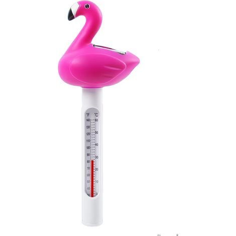 Schwimmendes Poolthermometer, schwimmendes Flamingo-Solar-Poolthermometer, gut ablesbares Poolthermometer für die Nacht, lustiges Pooltemperaturthermometer, schwimmendes Wasserthermometer (1/3)
