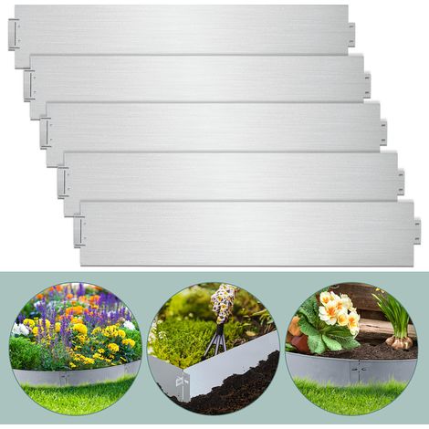 Wolketon Borde de césped Valla de parterre Borde de césped Rejilla para plantas Valla de metal Límite de parterre 100x18cm 10m