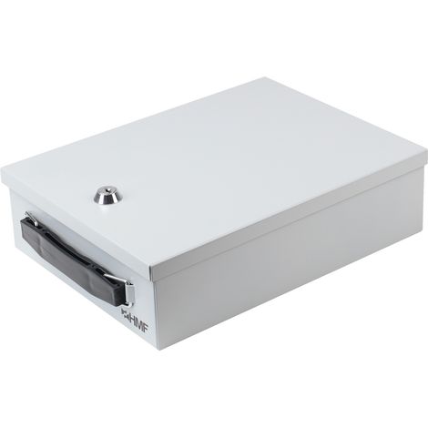 HMF 140-07 Dokumentenkassette DIN A5, Dokumentenbox, Metallkiste, 27 x 20,5 x 8 cm, lichtgrau