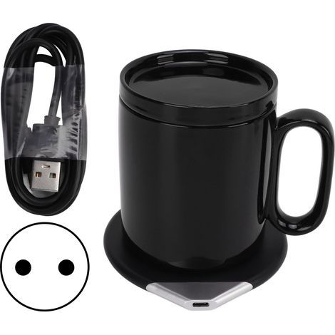 Chauffe-tasse électrique sans fil noir, chargeur téléphone étanche, détection intelligente, 100-240V prise UE (1/5)