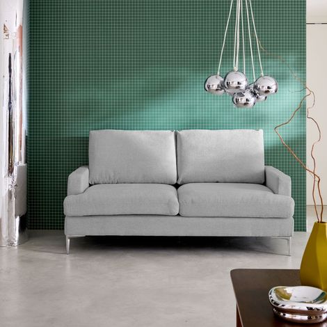 Canapé 3 places en tissu L 173 x P 90 x H 89cm - Hans Tissu Gris clair