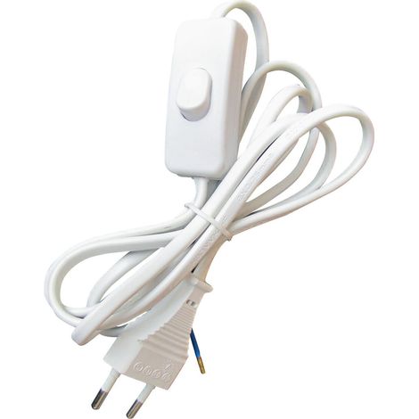 Tibelec 163910 - Cavo d'alimentazione con presa elettrica/interruttore, colore: Bianco (1/2)