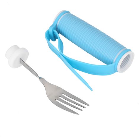 Fourchette ergonomique pivotante en acier inox pour seniors - Aide repas adaptée (1/5)