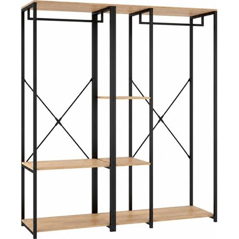 Modulo Cabina Armadio con Struttura Metallica 150 cm Towwer - Naturale / Nero (1/5)