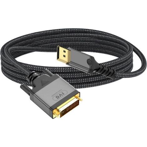 Câble adaptateur DisplayPort mâle-mâle vers DVI pour périphérique de partage d'écran (1/4)
