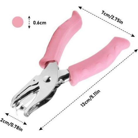 Perforatrice - 1 Trou - 6mm - Capacité 8 Feuilles - Couleur Rose (1/4)