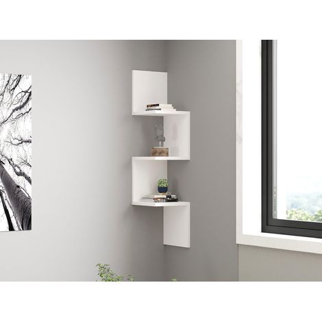 Étagère Murale scandinave, Blanche, 25 x 105,4 x 25 cm, Panneau de Particules 100% mélamine, épaisseur 18 mm, Solution de Rangement élégante avec étagères Multiples (1/5)