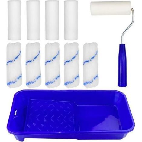 Kit 10 Rouleaux Peinture, Pinceaux Angles Murs, Bac à Peinture, Idéal pour Plafonds et Murs, Outil de Décoration (1/5)