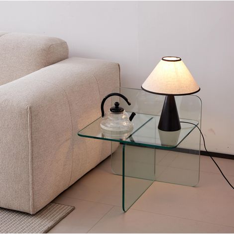 Tavolo laterale in vetro temperato 45x45x51 cm OKMYHOME (1/5)