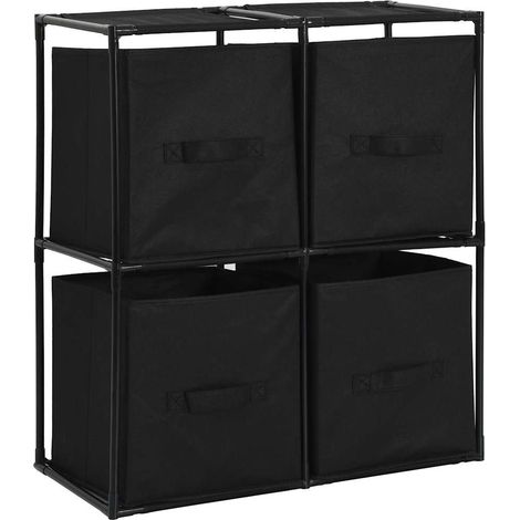 Armoire de rangement Design moderne, Armoire Etagère de rangement, avec 4 paniers tissu Noir 63x30x71cm Acier OIB8084E (1/5)
