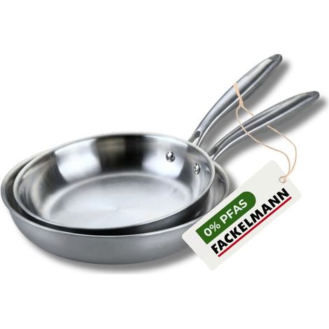 Lot de 2 poêles de cuisson 20/24 cm en inox sans PFAS Fackelmann Vita3 (1/5)