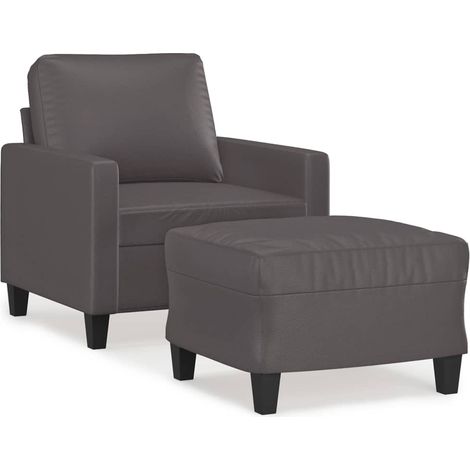 Maison Exclusive - Sessel mit Hocker Grau 60 cm Kunstleder