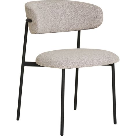 Set 2 sedie da pranzo Mira in Bouclé Sabbia con Gambe Nere (1/5)