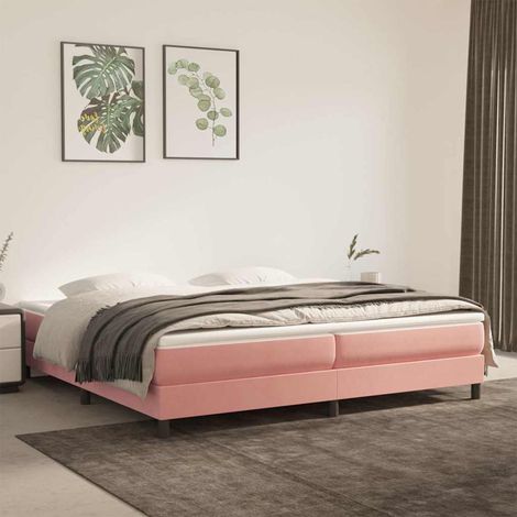 Sommier à ressorts de lit - Sommier pour Adulte et Enfant - Rose 200x200 cm Velours BV770761 - BonneVie (1/5)