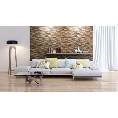 Plaquette de parement en bois effet 3D SELECTIO - Bois recupere - 72 x 10cm - 42 panneaux - 3m2 (1/5)