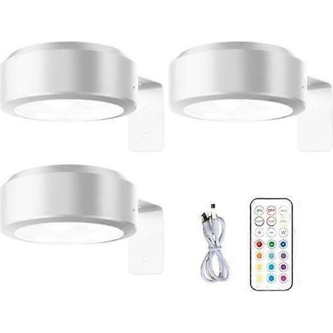 Kabellose, wandmontierte Zeichenleuchte mit Fernbedienung, einstellbarer Helligkeit, batteriebetrieben, 13 RGB-Farben mit einstellbarer Intensität – 3er-Set Perfect White Light Lampen (1/5)