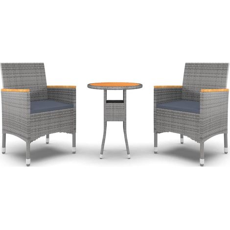 Maison Exclusive - 3-tlg. Garten-Essgruppe Poly Rattan Grau