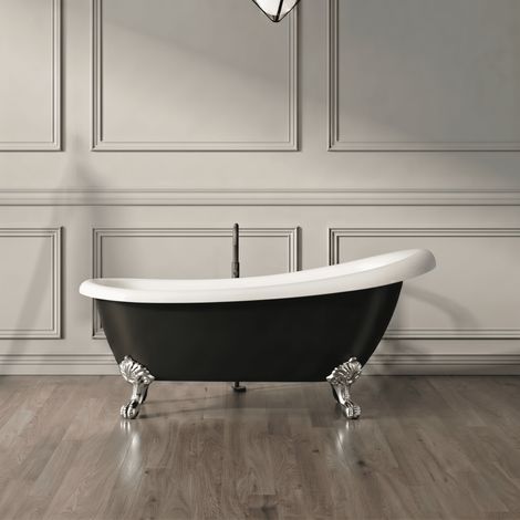 Bañera con patas RICHMOND NEGRA 171 cm patas ÁGUILA CROMADAS