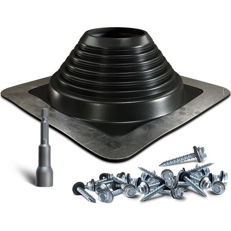 Chapeau d'Étanchéité pour Toit en Silicone/Métal – Flexible, Résistant à la Chaleur – Pour Conduits de Ventilation – Noir, Carré (1/4)