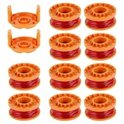 10Pcs Bobines Fil pour Débroussailleuses 3 m/1.65mm en Nylon Ligne de Bobines de Rechange WORXWG163 WG180 WG175 WG150 WG160 avec 2 Capuchons de Coupe Bobine de Fil de Coupe pour Tondeuse à Gazon (1/5)
