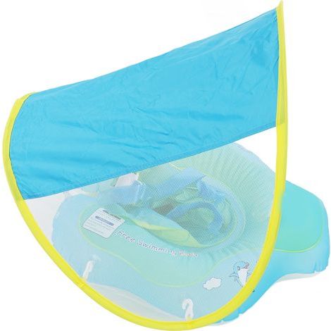Aufblasbarer Babyring mit doppelter Luftkammer und Kippschutz, schwimmender Poolsitz mit Sonnenschutzdach (1/5)