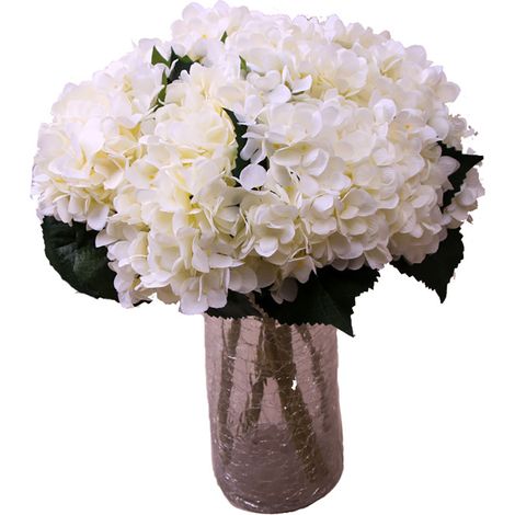 Fleur D Hortensia Artificielle - Bouquet Simulation En Tissu Et Plastique - Décoration Pour Vase Maison Et Mariage - Blanc - Lot De 1 (1/4)