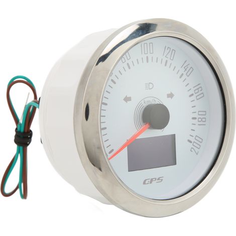 Compteur de vitesse GPS 85 mm avec clignotants, réglable de 0 à 200 km/h, rétroéclairage 7 couleurs, pour voiture et camping-car, blanc cassé (1/5)