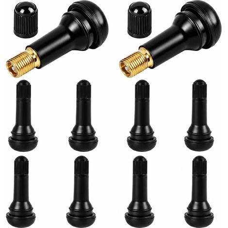 TR413 Valves de Pneu, Valve Pneu Voiture et Valve Pneu en Caoutchouc, Tire Valve Universelle et Tubeless Valves pour Auto, Moto et Vélo, Accessoire pour Maintenance et Entretien (1/5)
