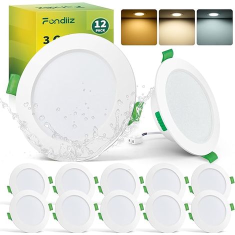Fondiiz Lot de 12 Spot LED Encastrable 68mm, 5W 220V Spots de Plafond Encastre Blanc Chaud 2700K Blanc Neutre 4000K Blanc Froid 6000K Réglable, IP44 Spot Salle de Bain LED pour Salon Cuisine, Rond (1/5)
