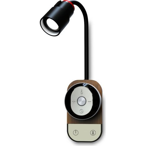 Lampada da comodino nera, applique da lettura a cigno flessibile moderna, lampada da parete per camera da letto con interruttore (ricaricabile e con telecomando) (1/4)