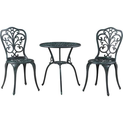 Set de bistrot de jardin gris foncé avec patine verte (1/5)