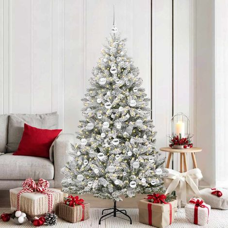 Künstlicher Weihnachtsbaum Grün und Weiß 180 cm PVC und Metall