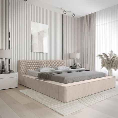Polsterbett Doppelbett NORFOLK 180x200cm in Stoff Ditra Beige (1/5)