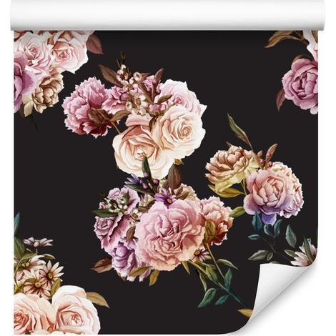 Carta da parati con rose per soggiorno e camera da letto 50x1000 cm (1/5)