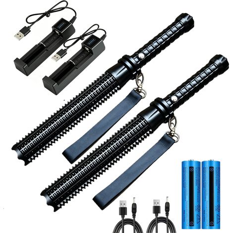 2er-Set USB-wiederaufladbare LED-Taschenlampe 3 Modi Zoom Fokus Camping Wanderung (1/5)