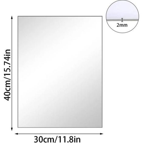 Miroir Autocollant - 40 x 30 cm - Verre Sans Plomb - Bords Polis - Pour Salle De Bain Chambre Bureau - 1 Pièce (1/5)